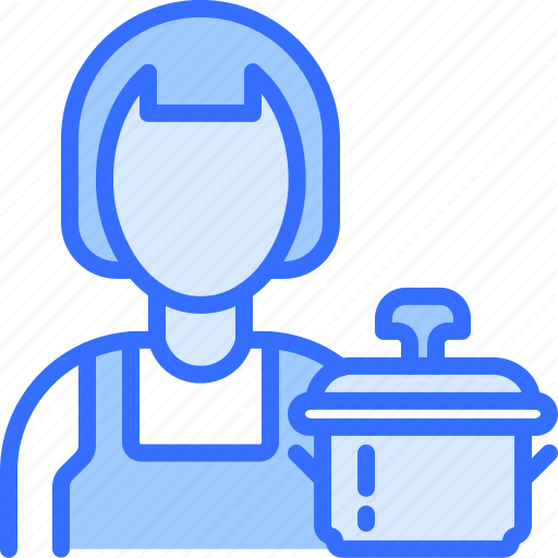 Cook, cooking, woman, pot, kitchen, shop, tool icon - Download on Iconfinder