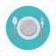 food, kitchen, knife, lunch, plate, restaurant, spoon 