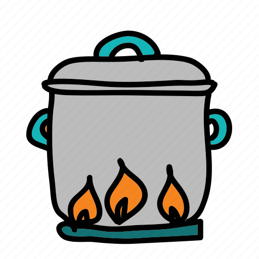 Cook, fire, flame, kitchen, on, pot icon - Download on Iconfinder