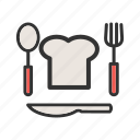 chef, cutlery, fork, knife, meal, metal, spoon