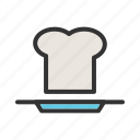 chef, cooked, food, hat, plate, restaurant, spoon