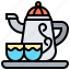 crockery, cups, drink, hot, teapot 