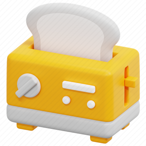 Toaster, kitchen, toast, bread, machine, 3d icon - Download on Iconfinder