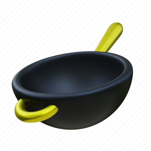 Wok, chinese, asia, frying pan, kitchenware, cookware, saucepan 3D illustration - Download on Iconfinder