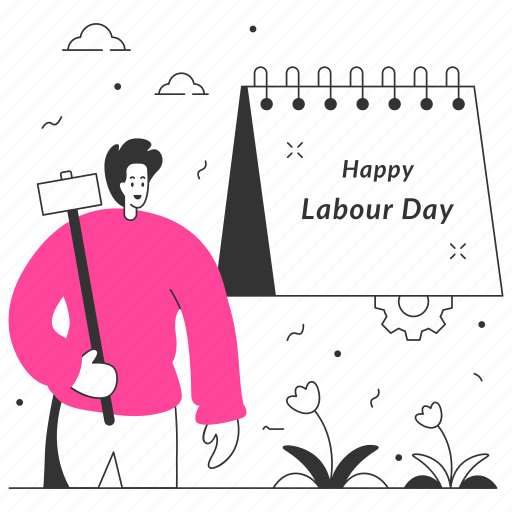 Calendar, labor day, labour, construction worker, labor illustration - Download on Iconfinder