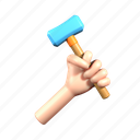 hand, holding, hammer