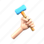hand, holding, hammer 