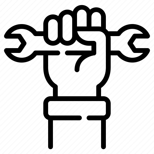 Wrench, hand, fist, worker, protest, labour day, labor day icon - Download on Iconfinder