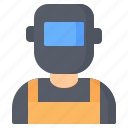 welder, worker, person, avatar, welding, mask, man 