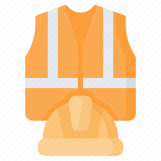 Vest, helmet, worker, construction, equipment, protection, safety icon - Download on Iconfinder