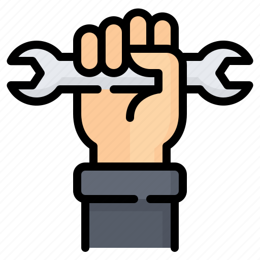 Wrench, hand, fist, worker, protest, labour day, labor day icon - Download on Iconfinder