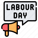 megaphone, bullhorn, speaker, protest, announcement, labour day, labor day