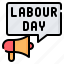megaphone, bullhorn, speaker, protest, announcement, labour day, labor day 