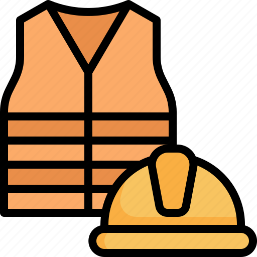 Jacket, helmet, construction, labour, vest, workman, security icon - Download on Iconfinder