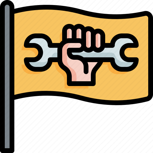 Flag, fist, flags, hand, work, wrench, labour day icon - Download on Iconfinder