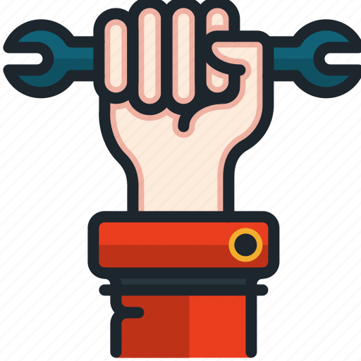 Wrench, labour, day, worker, construction, hand, gesture icon - Download on Iconfinder