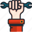 wrench, labour, day, worker, construction, hand, gesture 