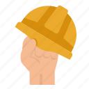 helmet, hand, labour, day, construction
