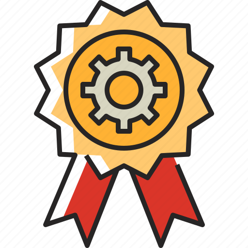 Badge, award, medal, labour day, ribbon, cog gear, gear icon - Download on Iconfinder