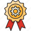 badge, award, medal, labour day, ribbon, cog gear, gear 