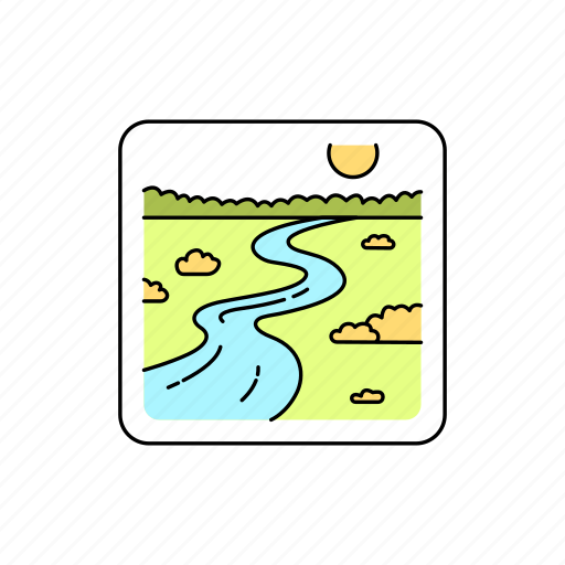 Landscape, meadow, river icon - Download on Iconfinder