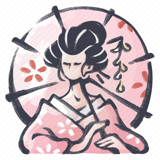 Geisha, traditional, japanese, kimono, beautiful, umbrella icon - Download on Iconfinder