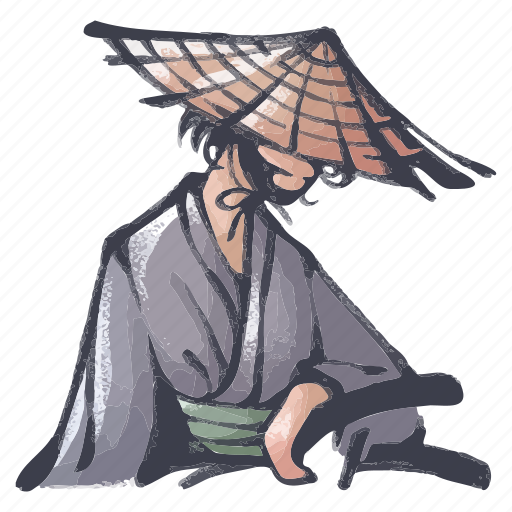 Sword, samurai, ronin, character, japanese, straw, hat icon - Download on Iconfinder