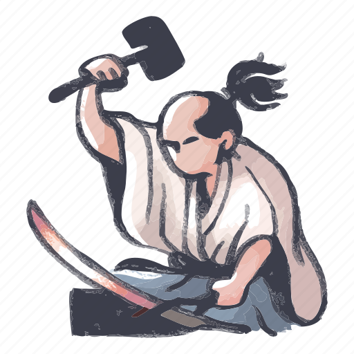 Swordsmith, traditional, craftsman, blacksmith, forging, sword, katana icon - Download on Iconfinder