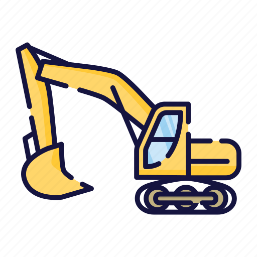 Backhoe, construction, excavator, filled, outline, vehicle, work icon - Download on Iconfinder