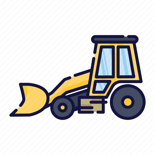 Construction, filled, loader, outline, transportation, vehicle, work icon - Download on Iconfinder