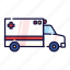 ambulance, filled, hospital, medical, outline, transportation, vehicle 