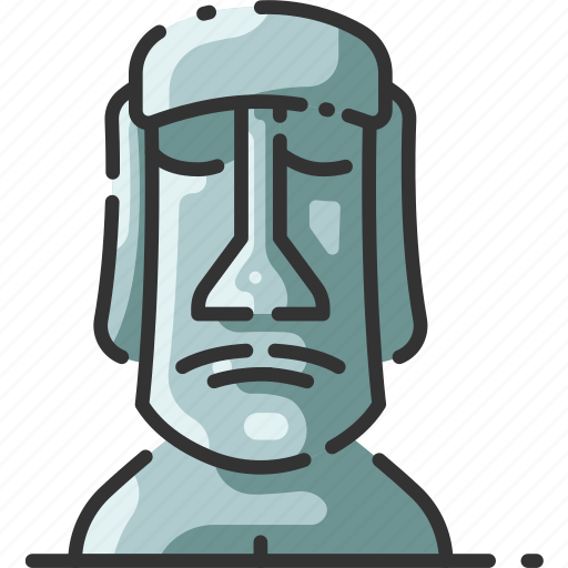 Free Moai Icon - Download in Colored Outline Style