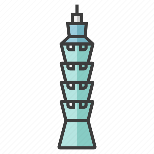 Architecture, famous, landmark, metropolis, skyscraper, taipei 101, taiwan icon - Download on Iconfinder