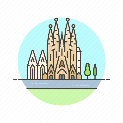 Familia, sagrada, architecture, famous, landmark, monument, barcelona icon - Download on Iconfinder