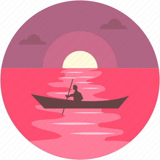 Boat, evening, river, scenery, sunset icon - Download on Iconfinder