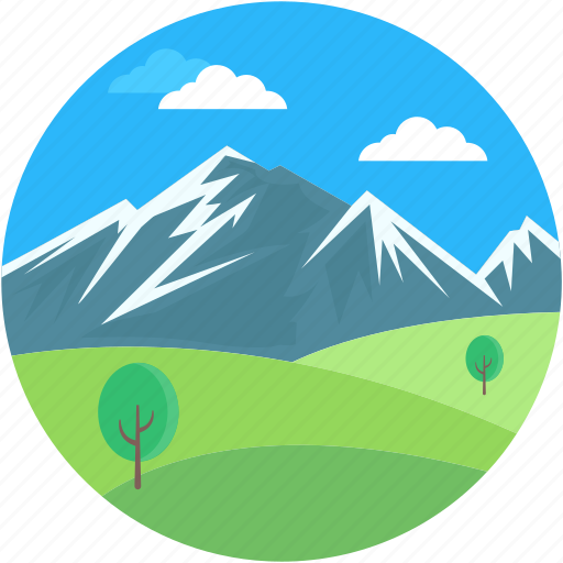 Hills, landforms, mountains, scenery, valley icon - Download on Iconfinder