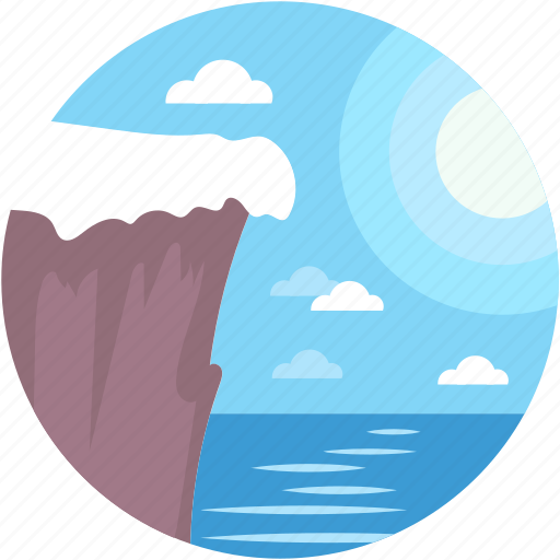 Caution, cliff, landscape, ocean cliff, rocky cliff icon - Download on Iconfinder