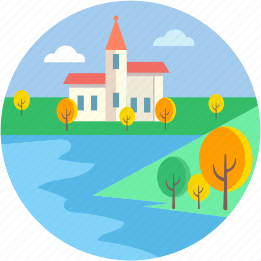 Lakeside, landforms, river, seaside, valley icon - Download on Iconfinder