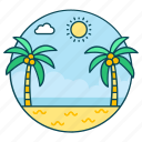 beach, beach trees, island, landscape, summer, tropical area 
