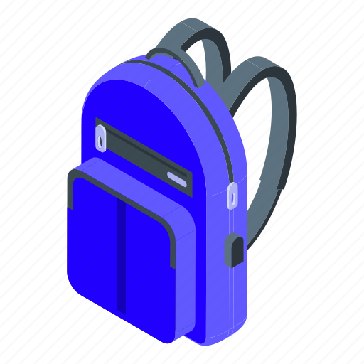 Laptop, blue, backpack, isometric icon - Download on Iconfinder