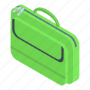 laptop, green, backpack, isometric