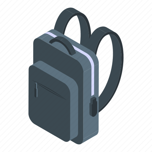 Laptop, school, backpack, isometric icon - Download on Iconfinder