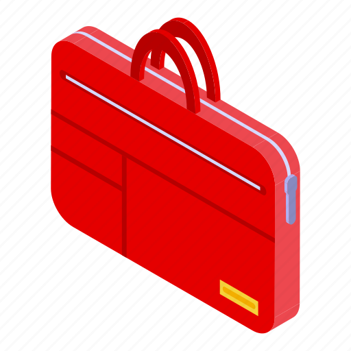 Laptop, red, case, isometric icon - Download on Iconfinder
