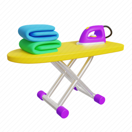 Iron, clothes, housework, laundry, table, electricity, household 3D illustration - Download on Iconfinder