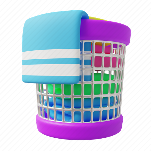 Basket, bin, towel, laundry, housekeeping, housework, container 3D illustration - Download on Iconfinder