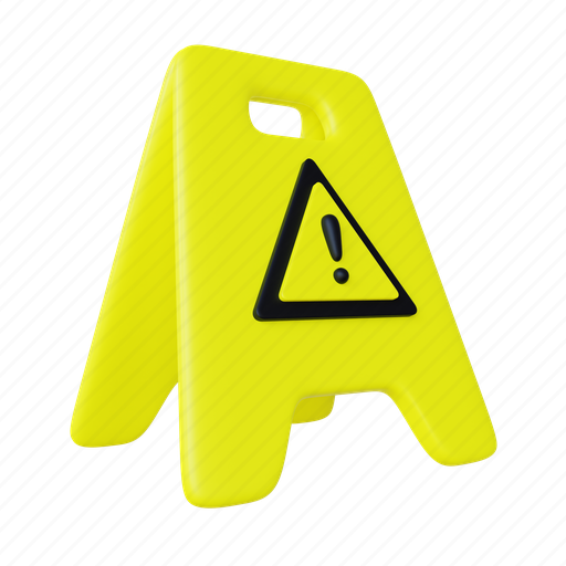 Sign, alert, caution, prevention, warning, slippery, wet 3D illustration - Download on Iconfinder