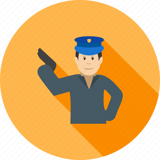 Armed, crime, gun, holding, law, officer, police icon - Download on Iconfinder
