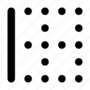 grid, dots, left, arrow
