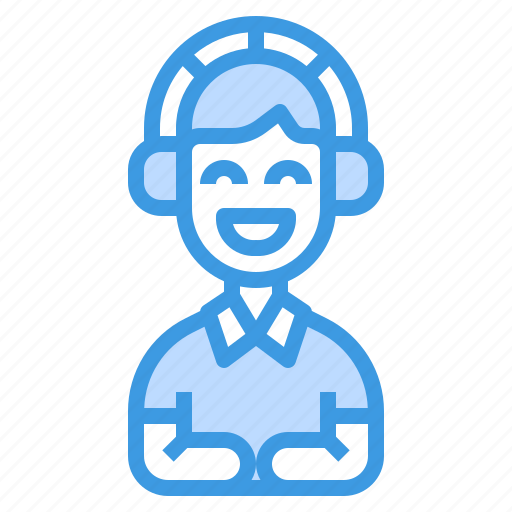 Headphone, listening, learning, music, man icon - Download on Iconfinder