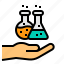 flask, knowledge, learning, hand, science 